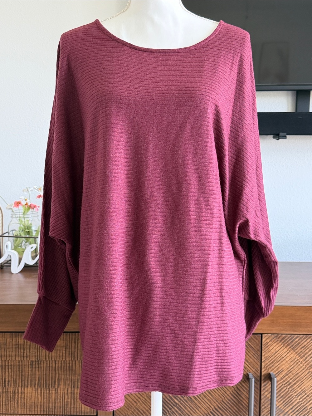 Maurices Ribbed Scoop Neck Long Sleeve Top